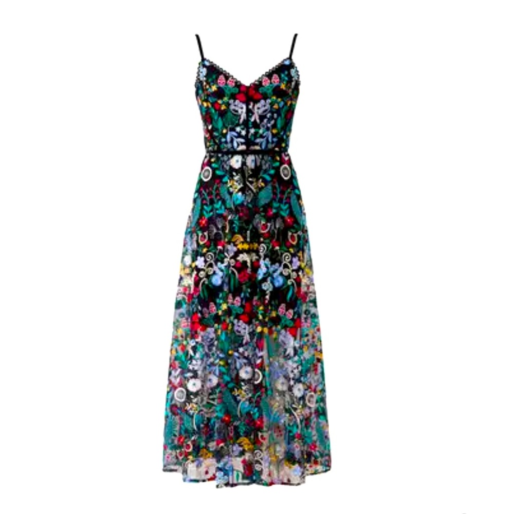 Monique Lhullier floral overlay dress